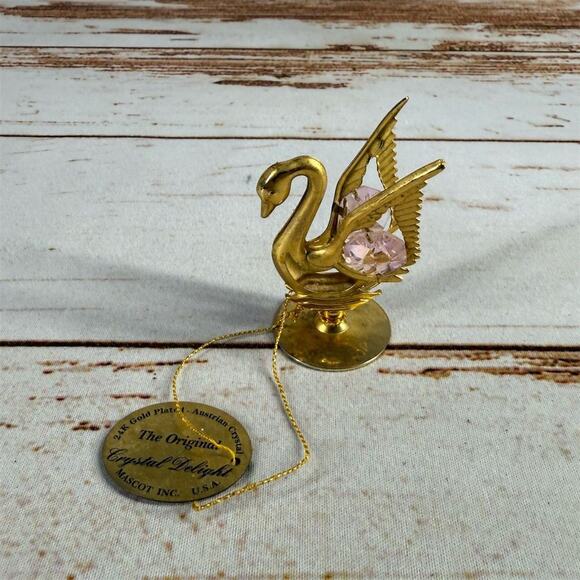 Mascot Other - Mascot 24K Gold Plated Swan Figurine with Austrian Crystals Vintage